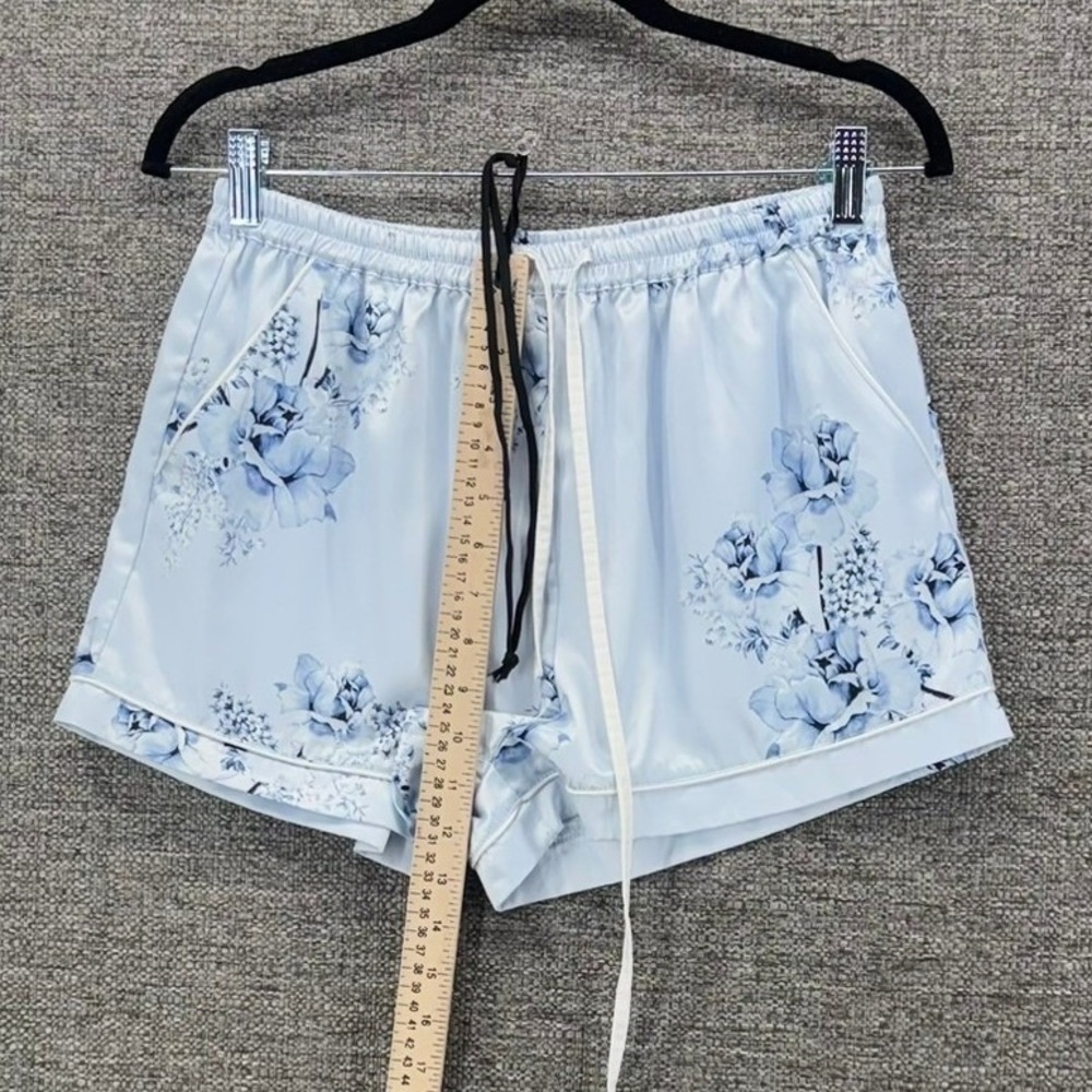 Le Rose Satin PJ Set Small Blue Floral Bridal Romantic Wedding Briddesmaid Photo - Picture 15 of 16
